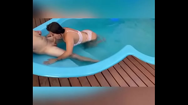 Sex with blowjob teacher sucking cock in the motel pool