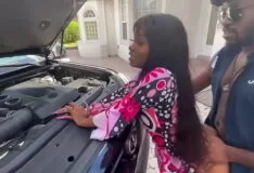 Naughty short brunette giving it to the mechanic